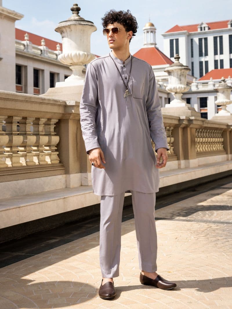 Dull Purple Cotton Kurta Trouser thumbnail