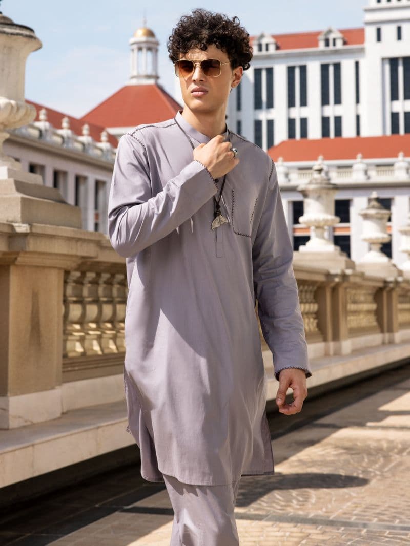 Dull Purple Cotton Kurta Trouser thumbnail