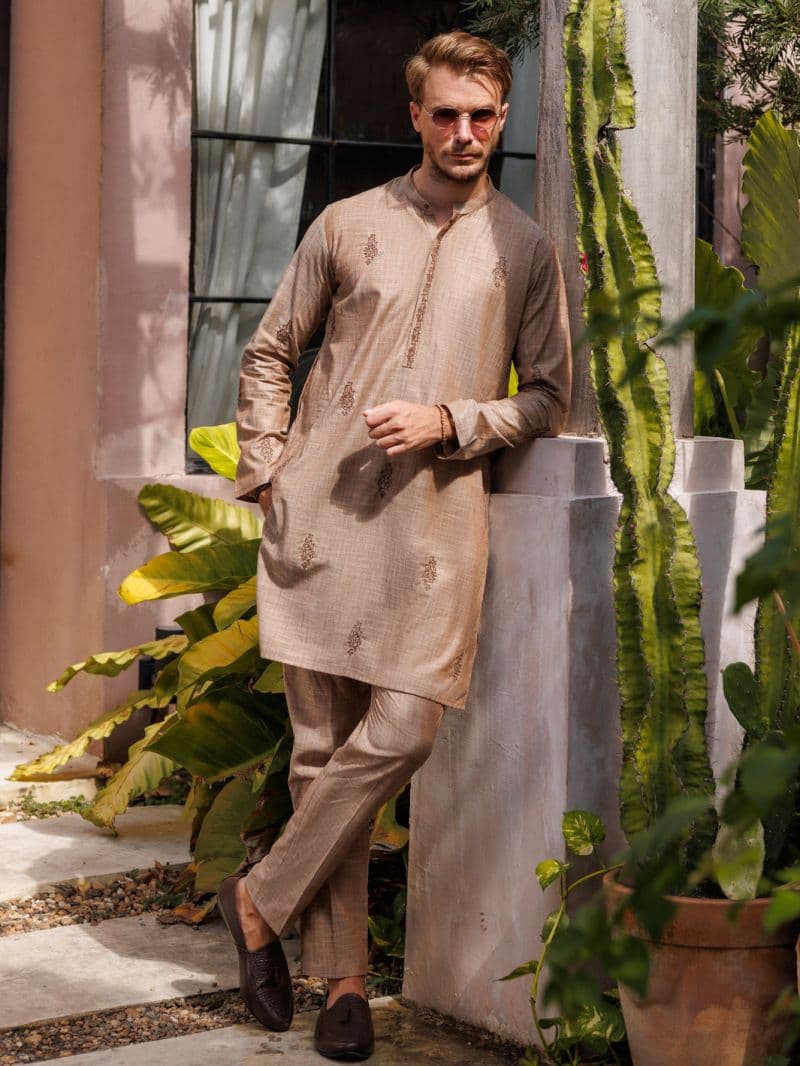 Light Brown Cotton Kurta Trouser thumbnail
