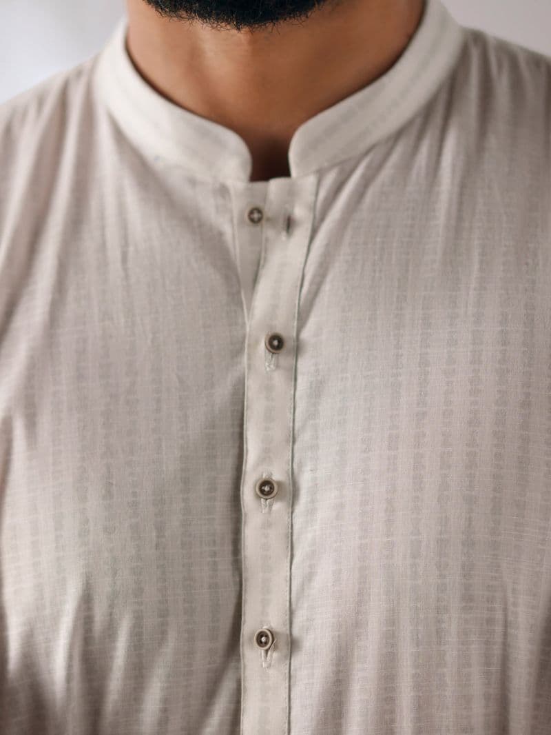 White Cotton Plain Kurta Trousers thumbnail