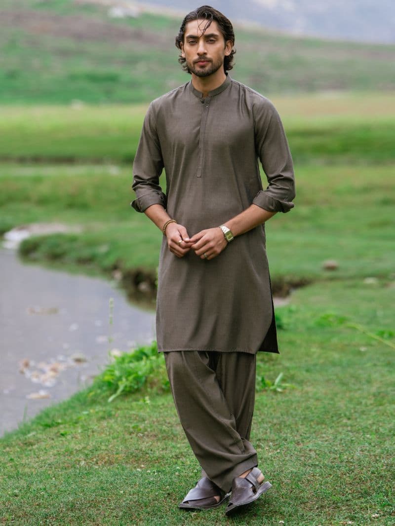 Olive Brown Kameez Shalwar thumbnail