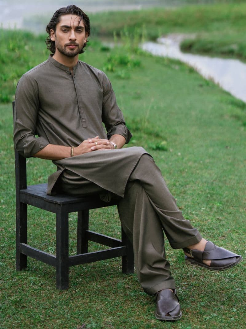 Olive Brown Kameez Shalwar thumbnail