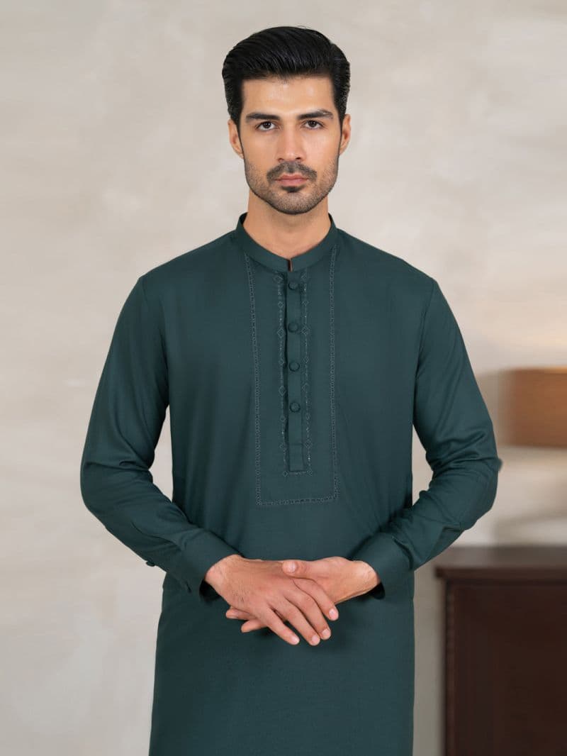 Dark Green Kameez Shalwar thumbnail