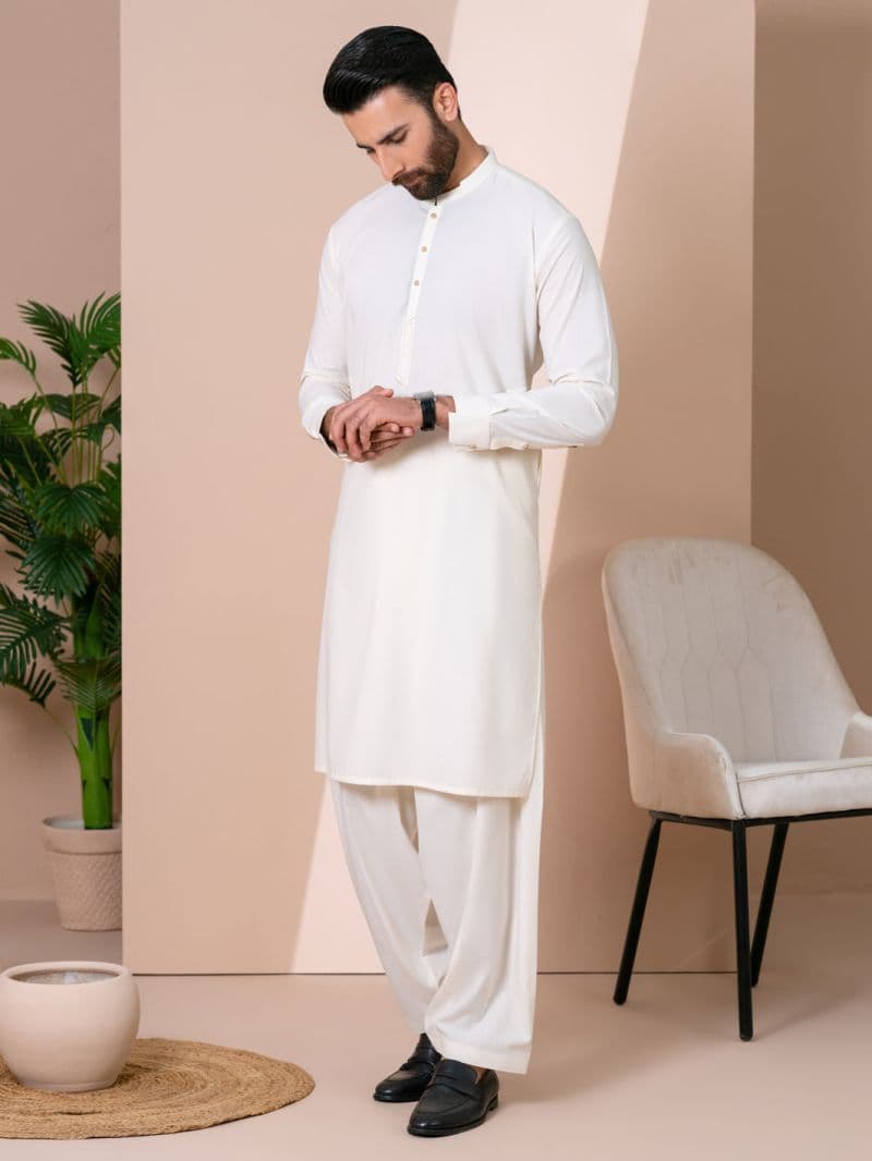 Off White Kameez Shalwar thumbnail