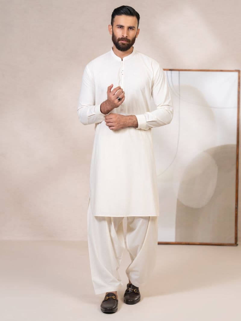 Cream Cut & Sew Kameez Shalwar thumbnail