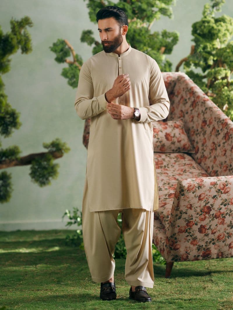 Beige Cut & Sew Kameez Shalwar thumbnail