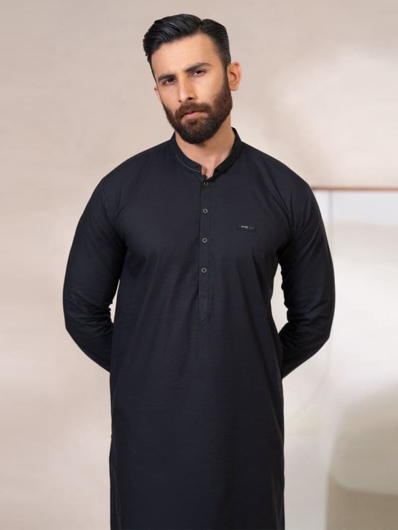 Black Cotton Cut & Sew Kameez Shalwar thumbnail