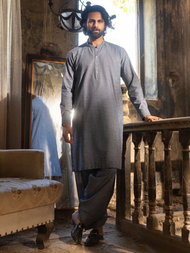 Ice Blue Cut & Sew Kameez Shalwar thumbnail