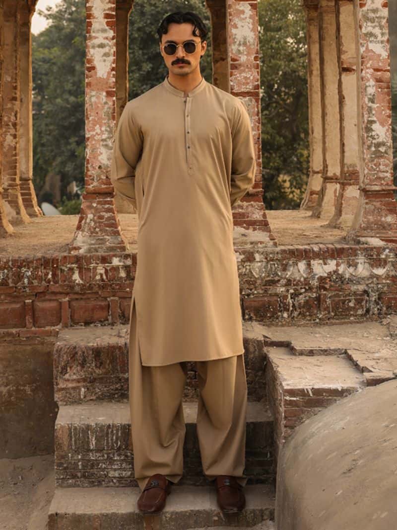 Sand Brown Cut & Sew Kameez Shalwar