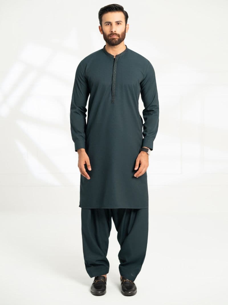 Dark Green Semi-Formal Kameez Shalwar thumbnail