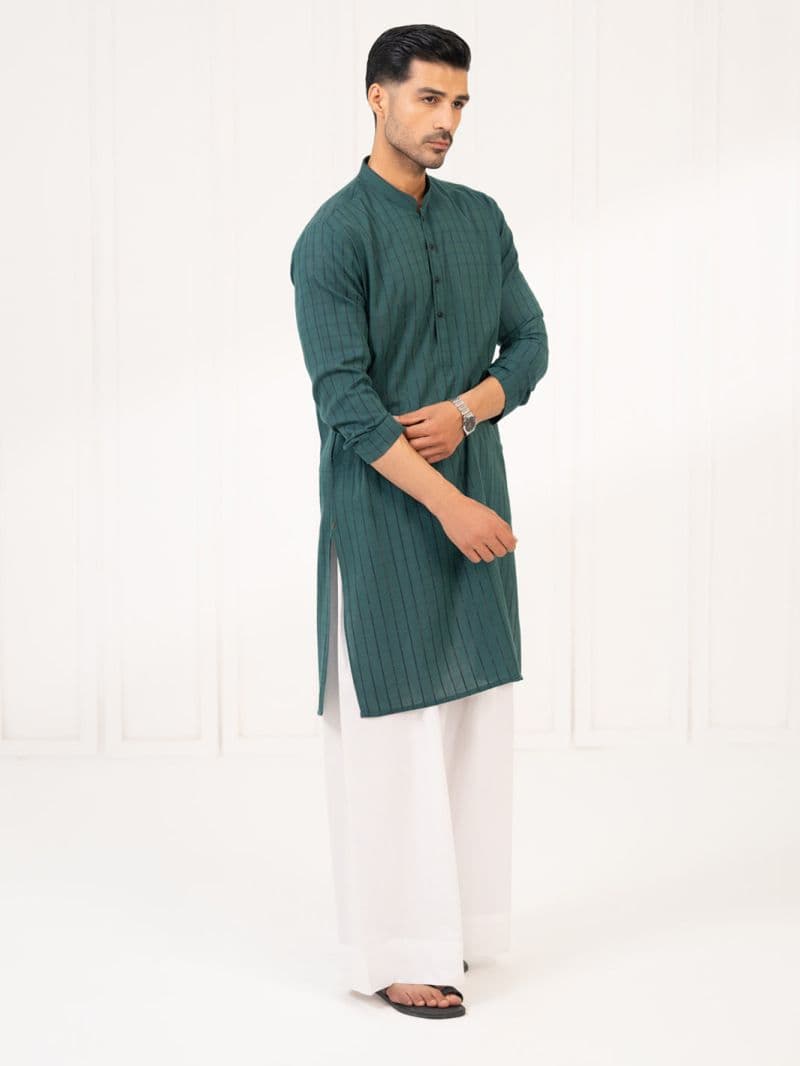 Green Jacquard Kurta thumbnail