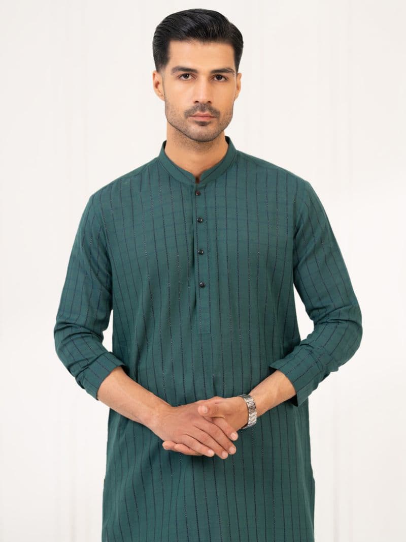 Green Jacquard Kurta thumbnail