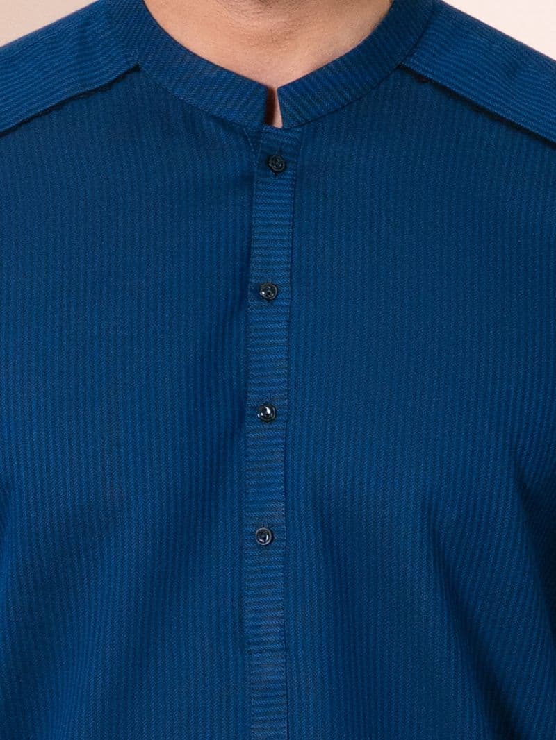 Dark Blue Cotton Men Kurta thumbnail