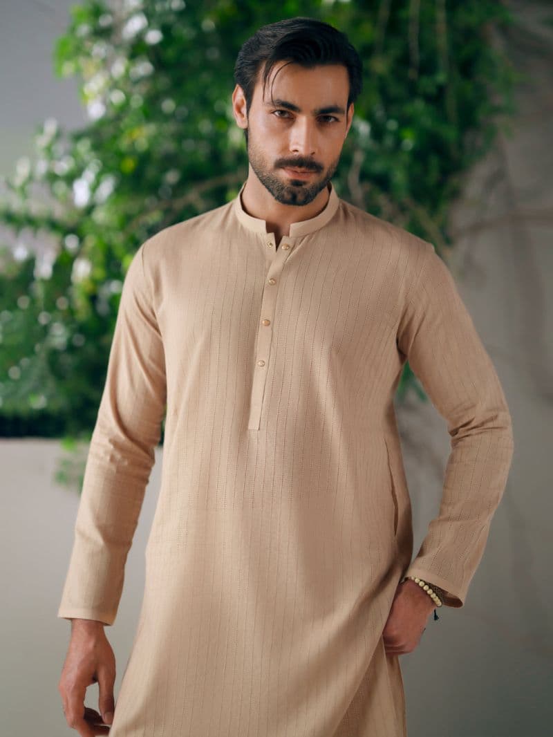 Beige Cotton Cut & Sew Kurta thumbnail