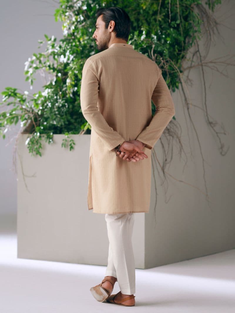 Beige Cotton Cut & Sew Kurta thumbnail
