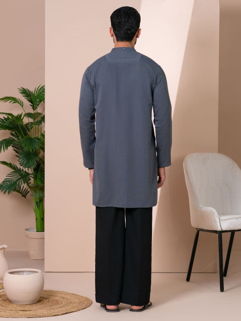 Grey Cotton Plain Kurta thumbnail