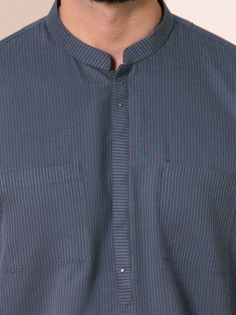 Grey Cotton Plain Kurta thumbnail