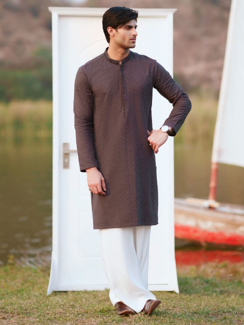 Charcoal Cotton Formal Kurta thumbnail