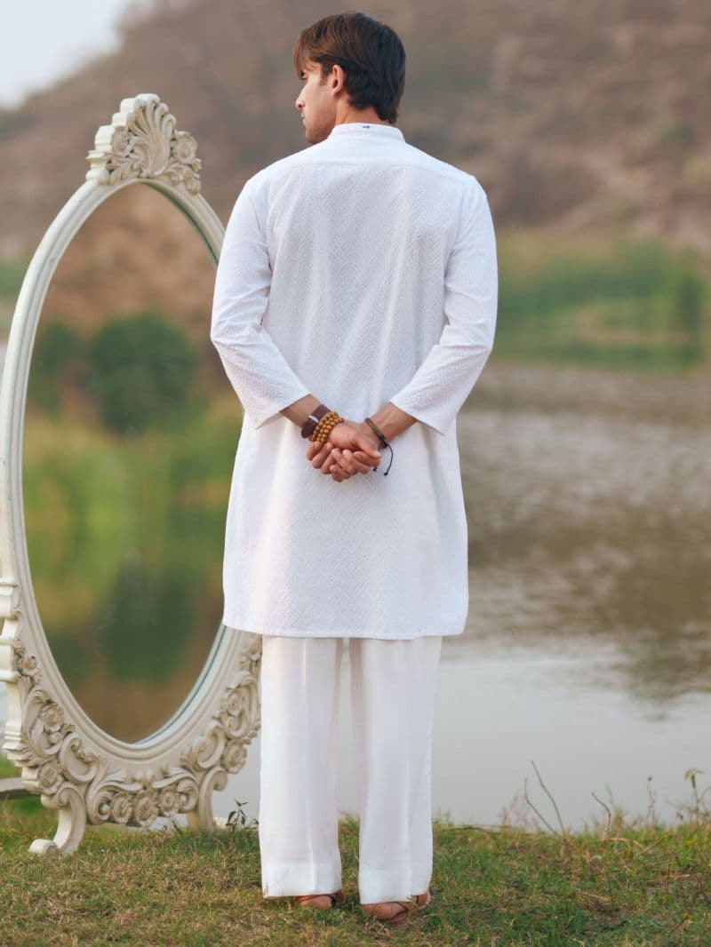 White Cotton Formal Kurta thumbnail