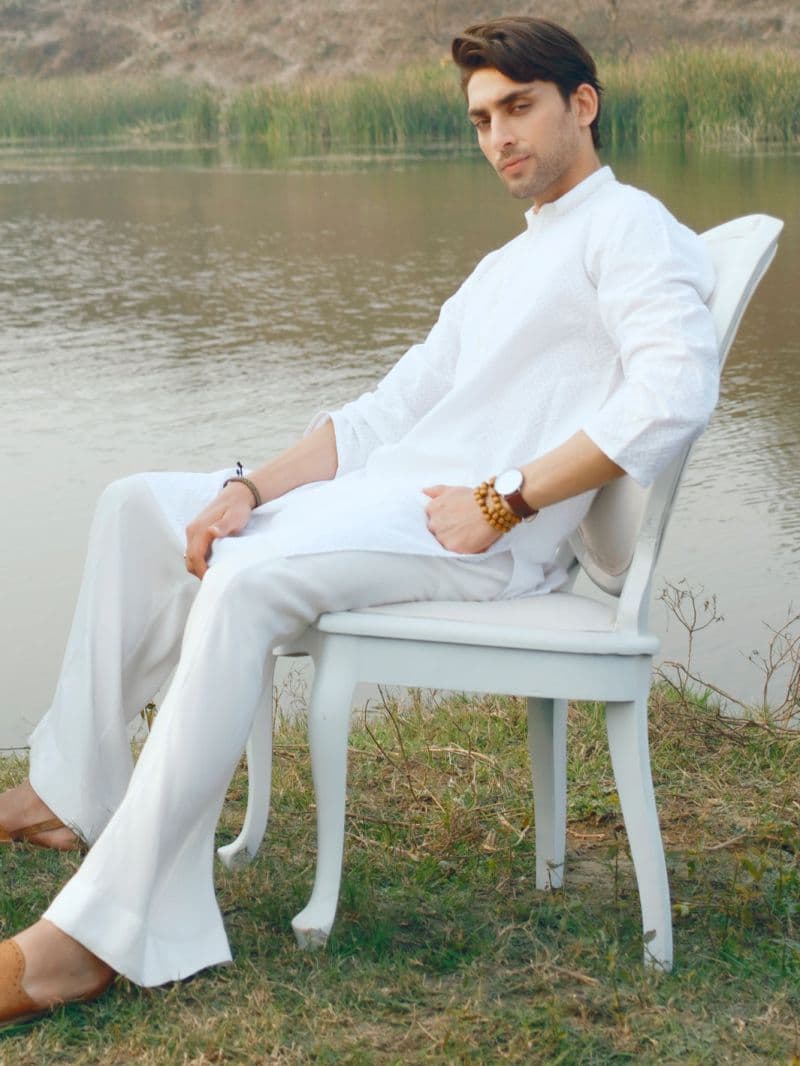 White Cotton Formal Kurta thumbnail