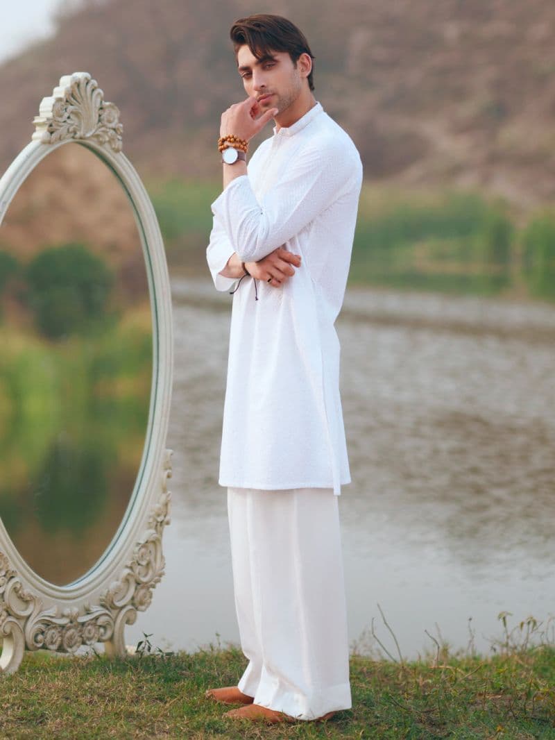 White Cotton Formal Kurta thumbnail