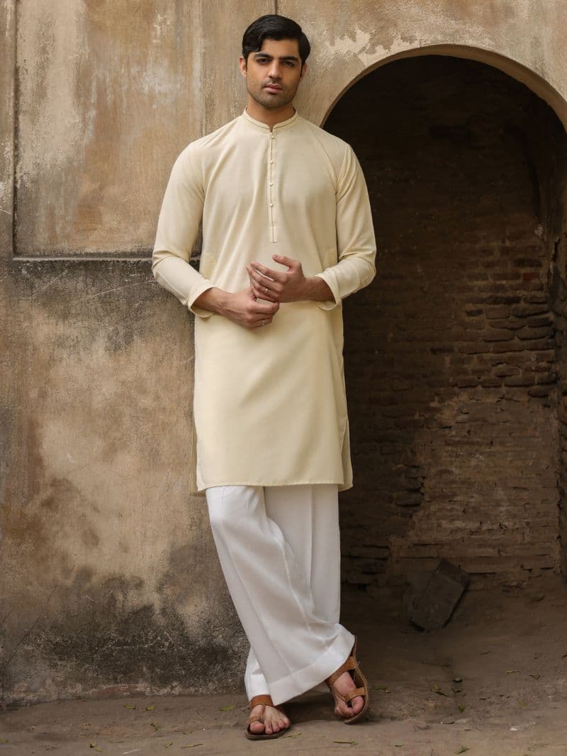 Cream Cut & Sew Kurta thumbnail