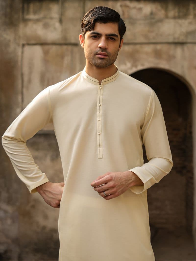 Cream Cut & Sew Kurta thumbnail