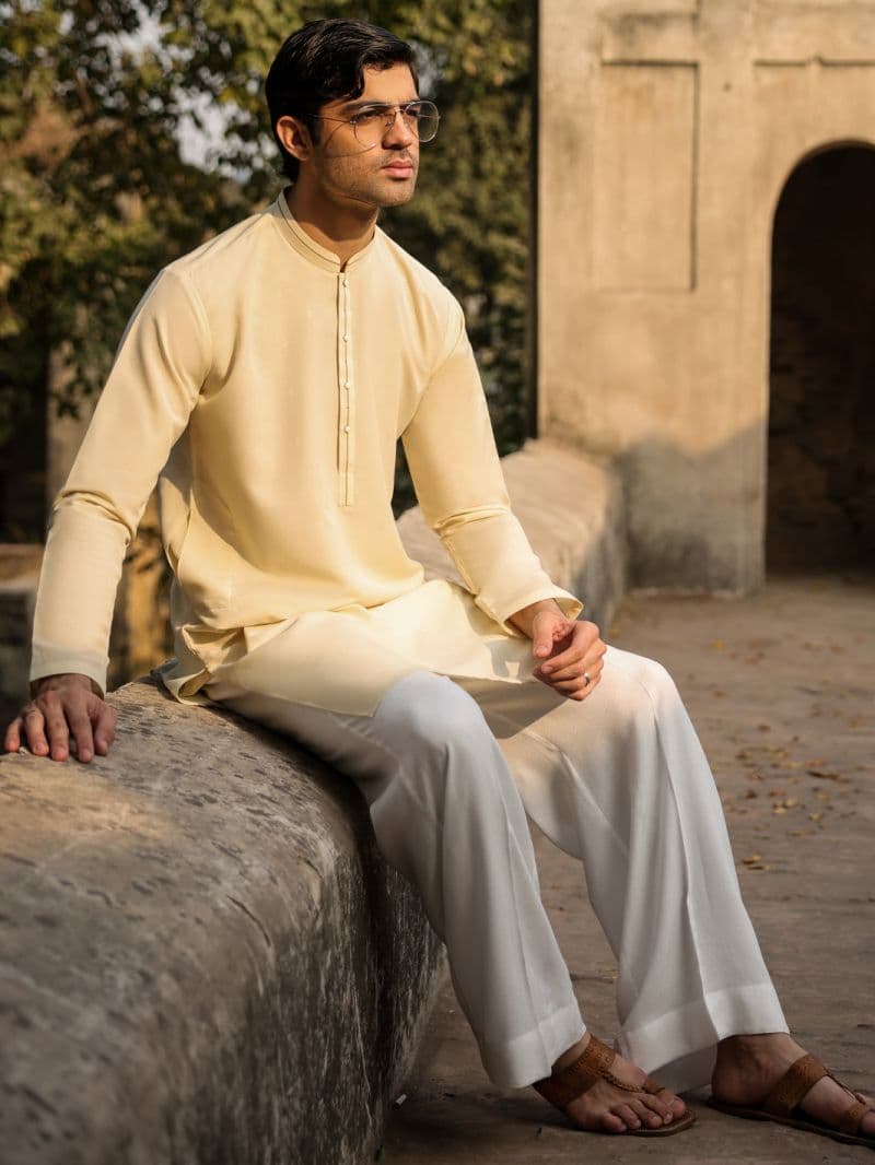Cream Cut & Sew Kurta thumbnail