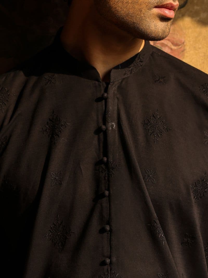 Black Cotton Formal Kurta thumbnail