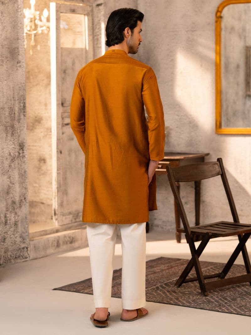 Mustard Formal Embroidered Kurta thumbnail