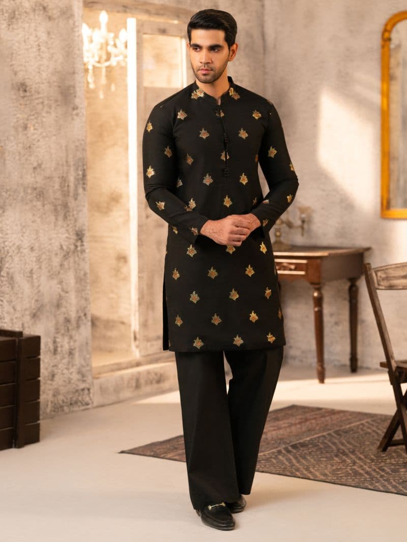 Black Formal Brocade Kurta thumbnail
