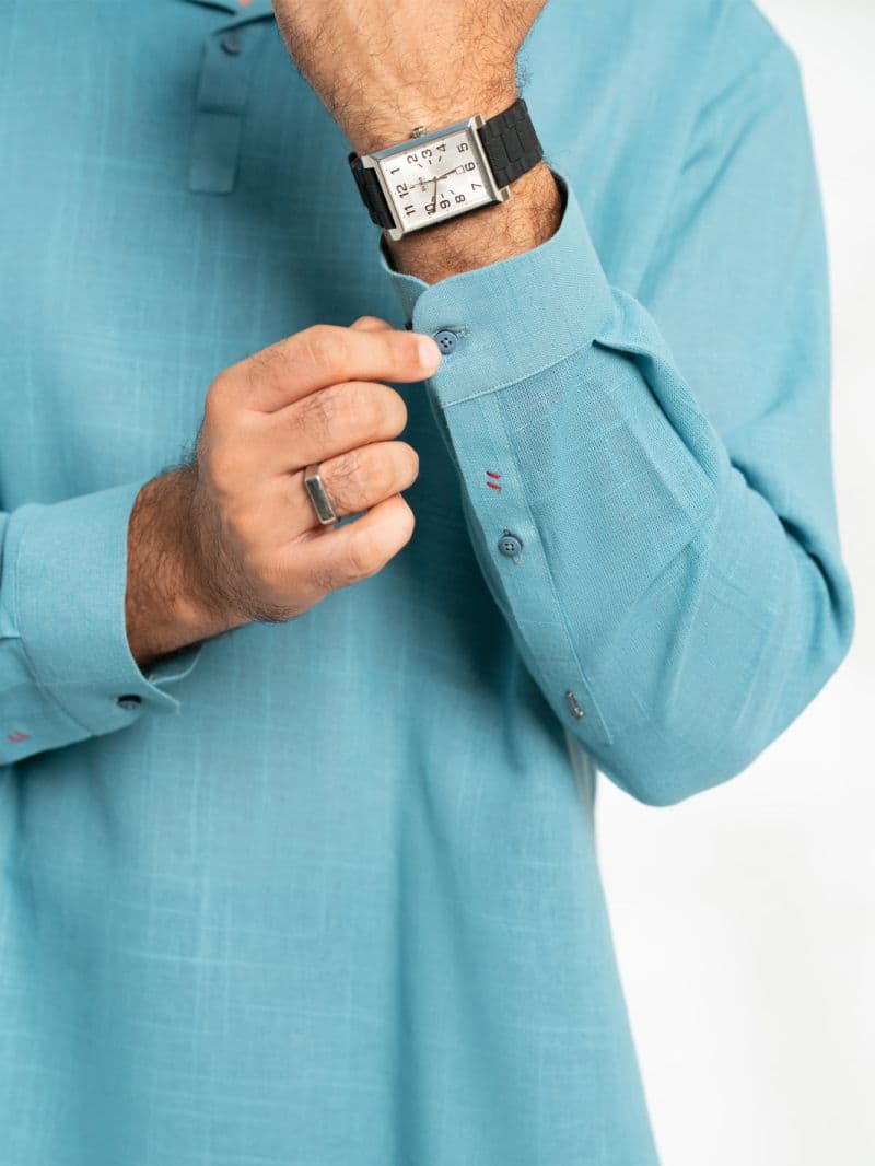 Blue Cotton Semi-Formal Kurta thumbnail