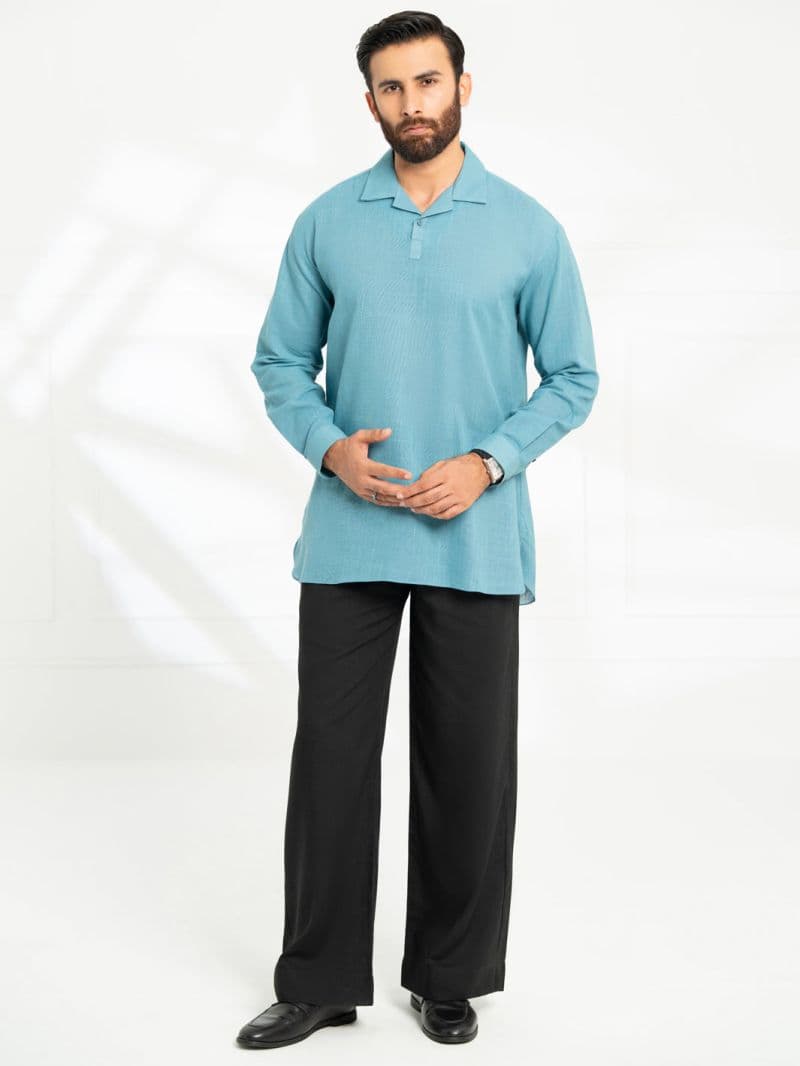 Blue Cotton Semi-Formal Kurta thumbnail