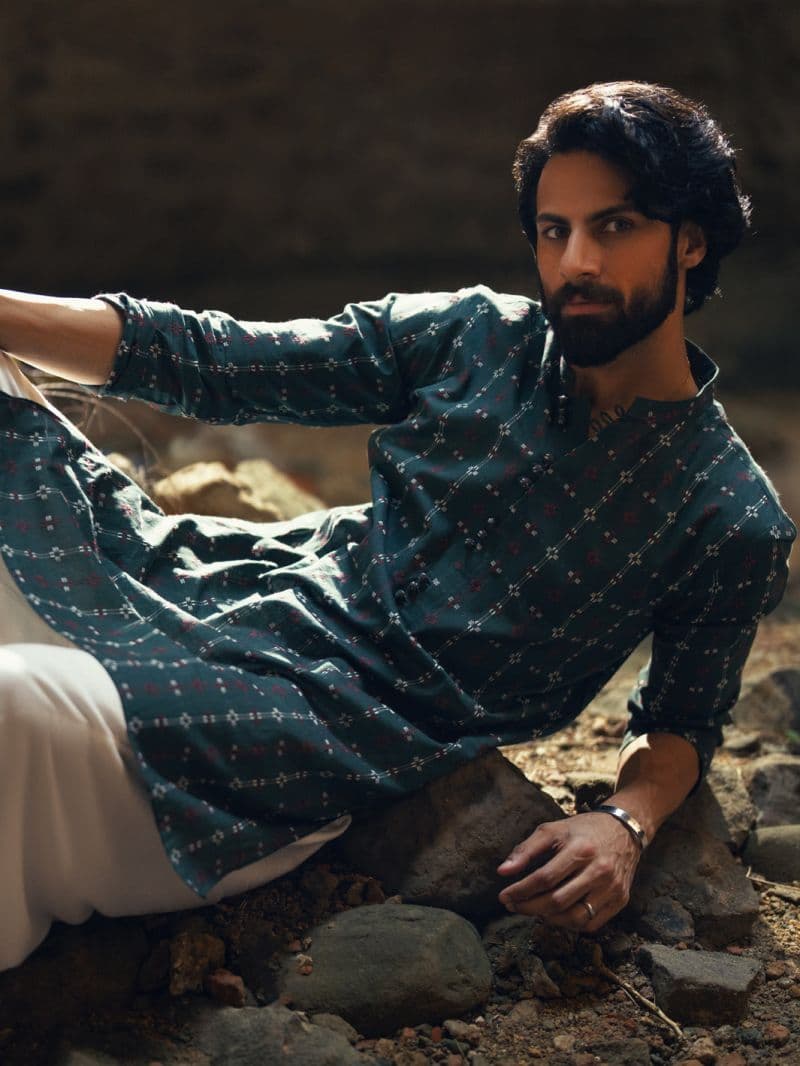 Green Cotton Semi-Formal Kurta thumbnail