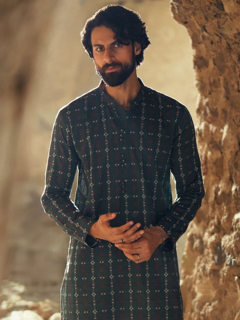 Green Cotton Semi-Formal Kurta thumbnail