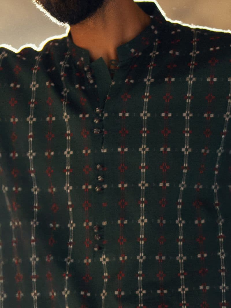 Green Cotton Semi-Formal Kurta thumbnail
