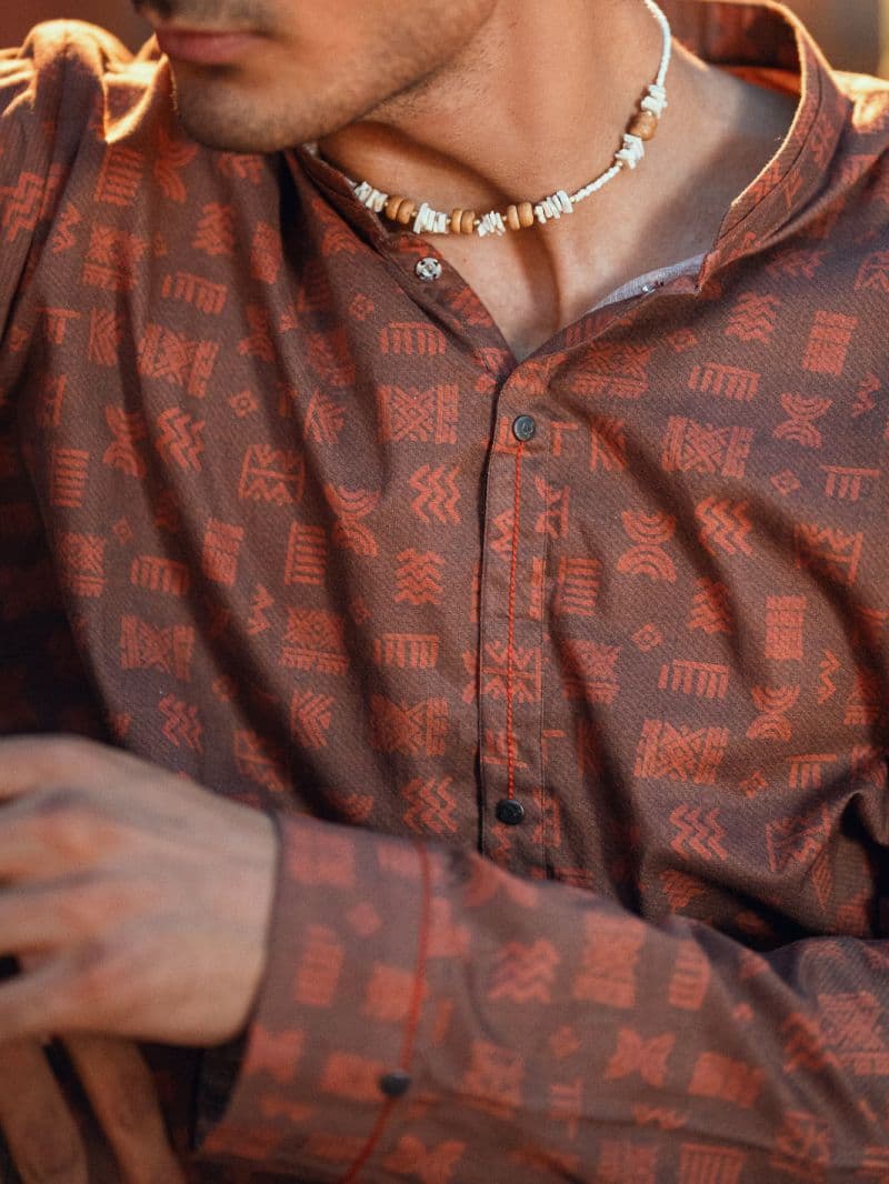 Brown Cotton Plain Kurta thumbnail