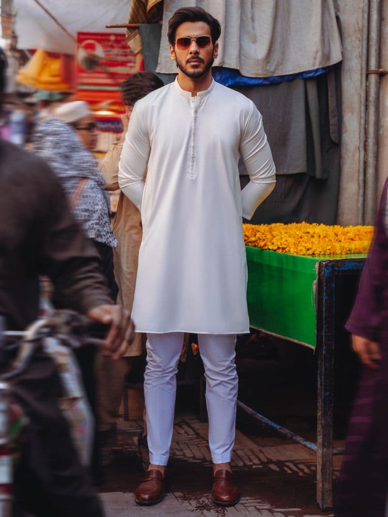 White Blended Kurta thumbnail