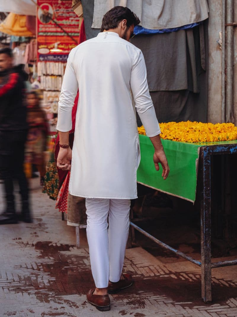 White Blended Kurta thumbnail