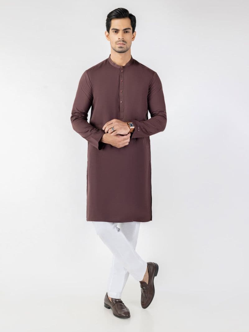 Maroon Blended Kurta thumbnail