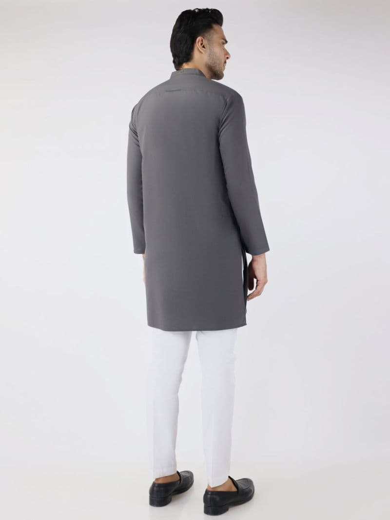 Grey Blended Kurta thumbnail