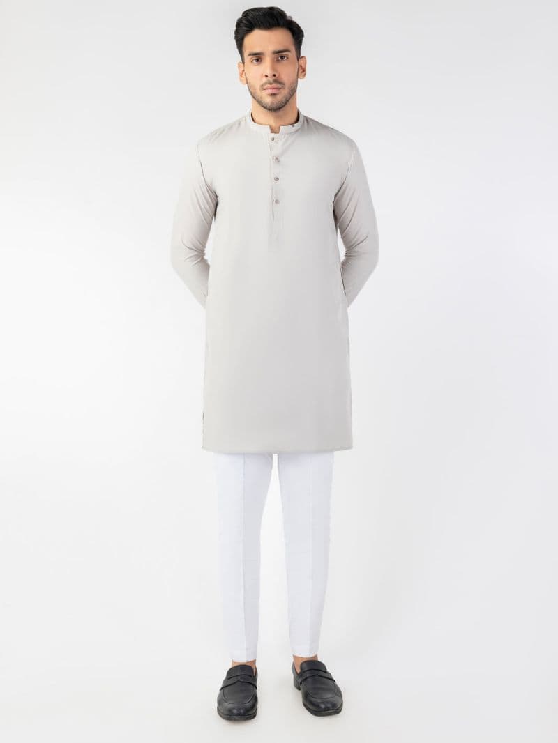Light Grey Blended Kurta thumbnail