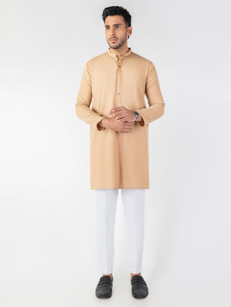 Beige Blended Kurta thumbnail