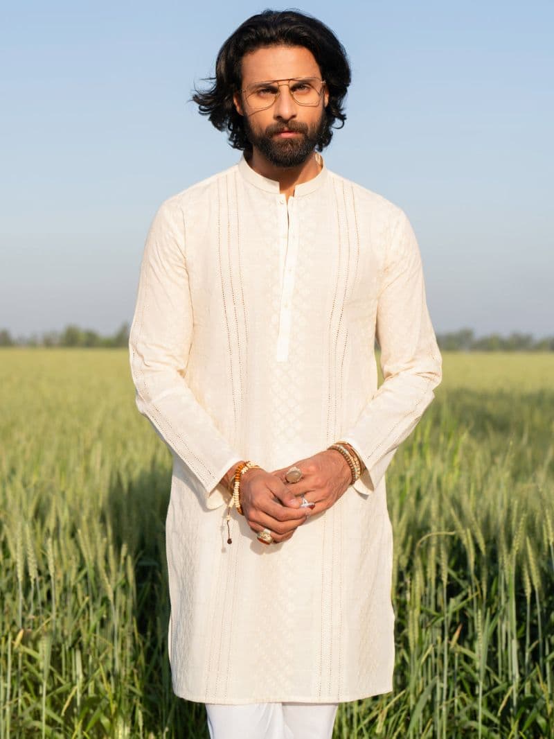 Cream Cotton Kurta thumbnail