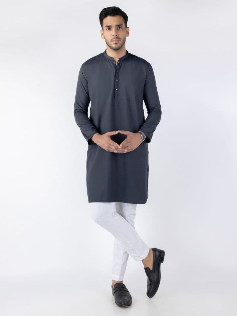 Grey Blended Kurta thumbnail