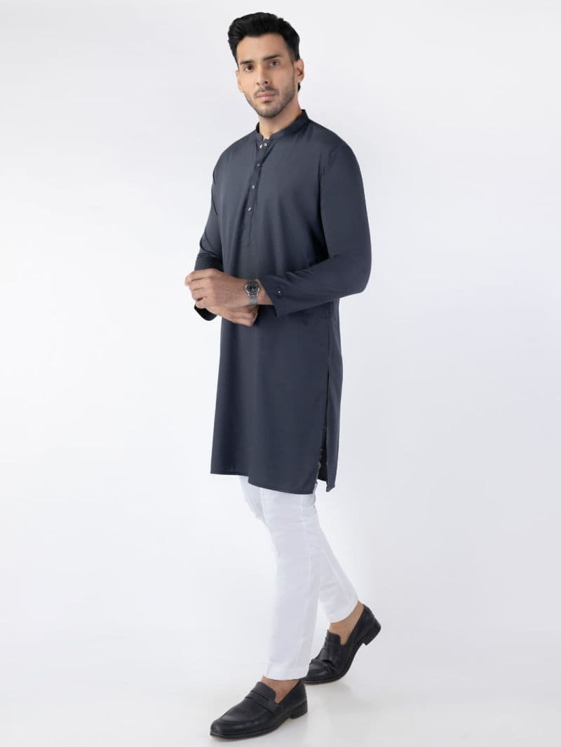 Grey Blended Kurta thumbnail