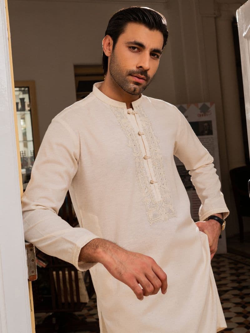 Cream Blended Formal Kurta thumbnail