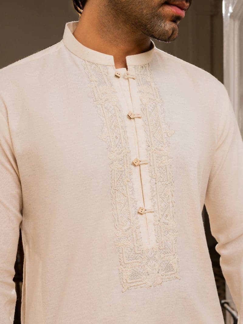 Cream Blended Formal Kurta thumbnail