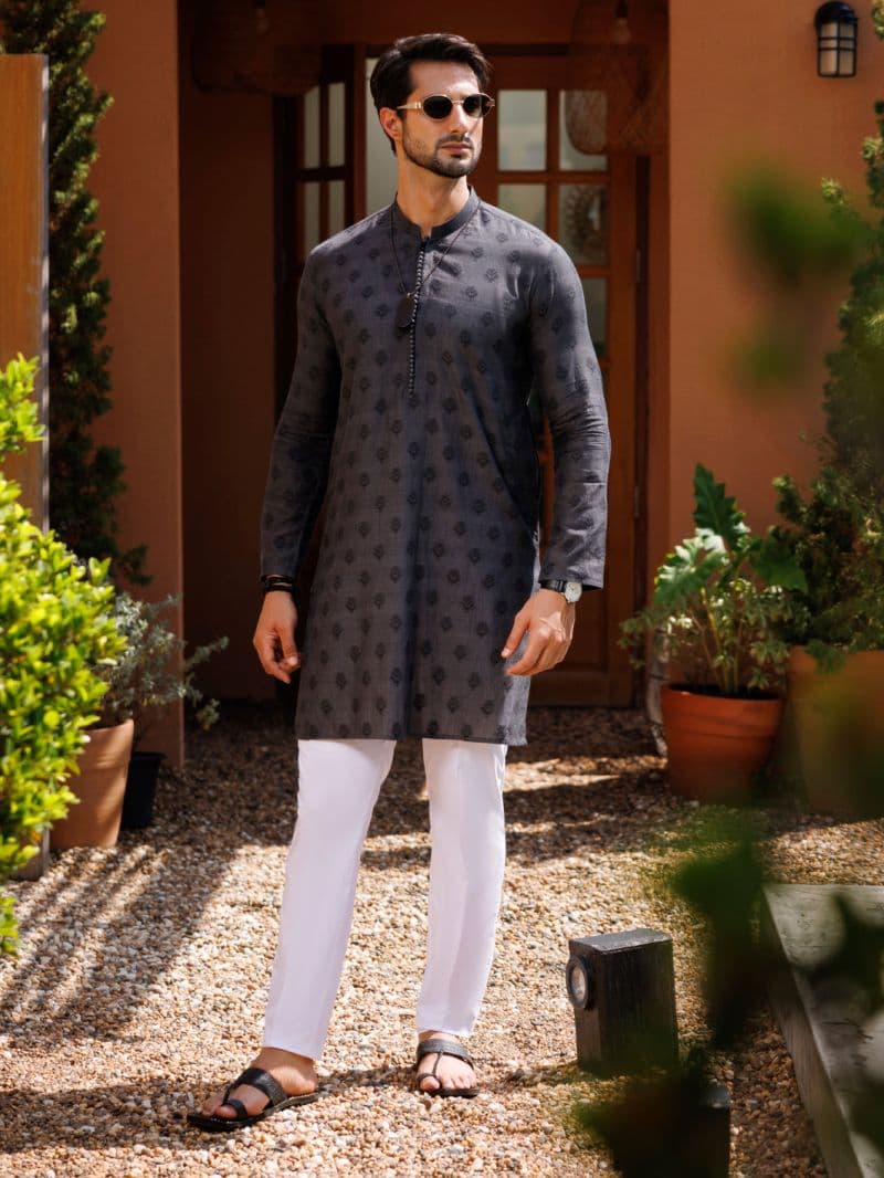 Charcoal Cotton Kurta thumbnail