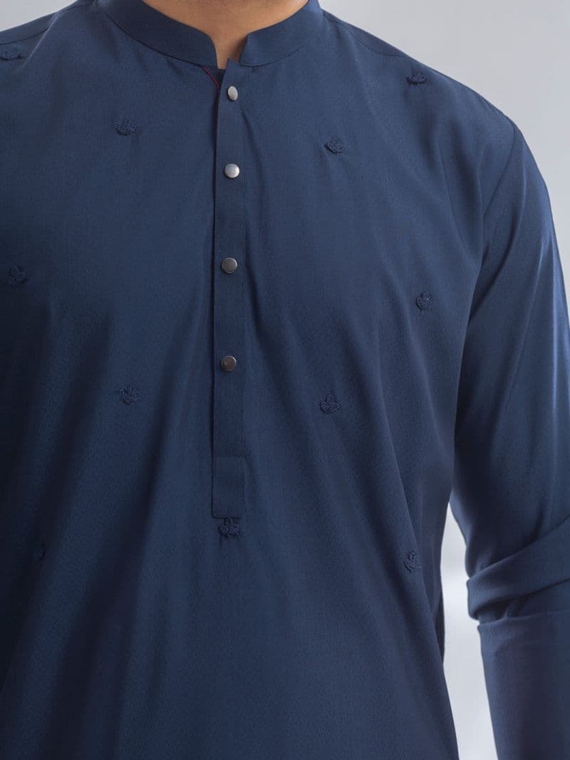 Navy Blue Blended Kurta thumbnail